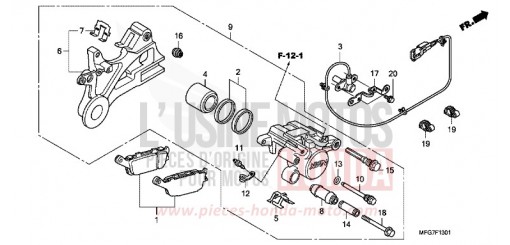 ETRIER DE FREIN ARRIERE (CB600FA/FA3) CB600FA7 de 2007